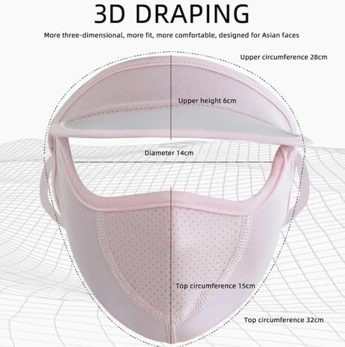 Sun Protection Mask Attached Cap | Full Face Mask Cover Sun Hat Protection Face Mask Covering Sun Cap - Pack of 1 - Sun Protection Mask Attached Cap