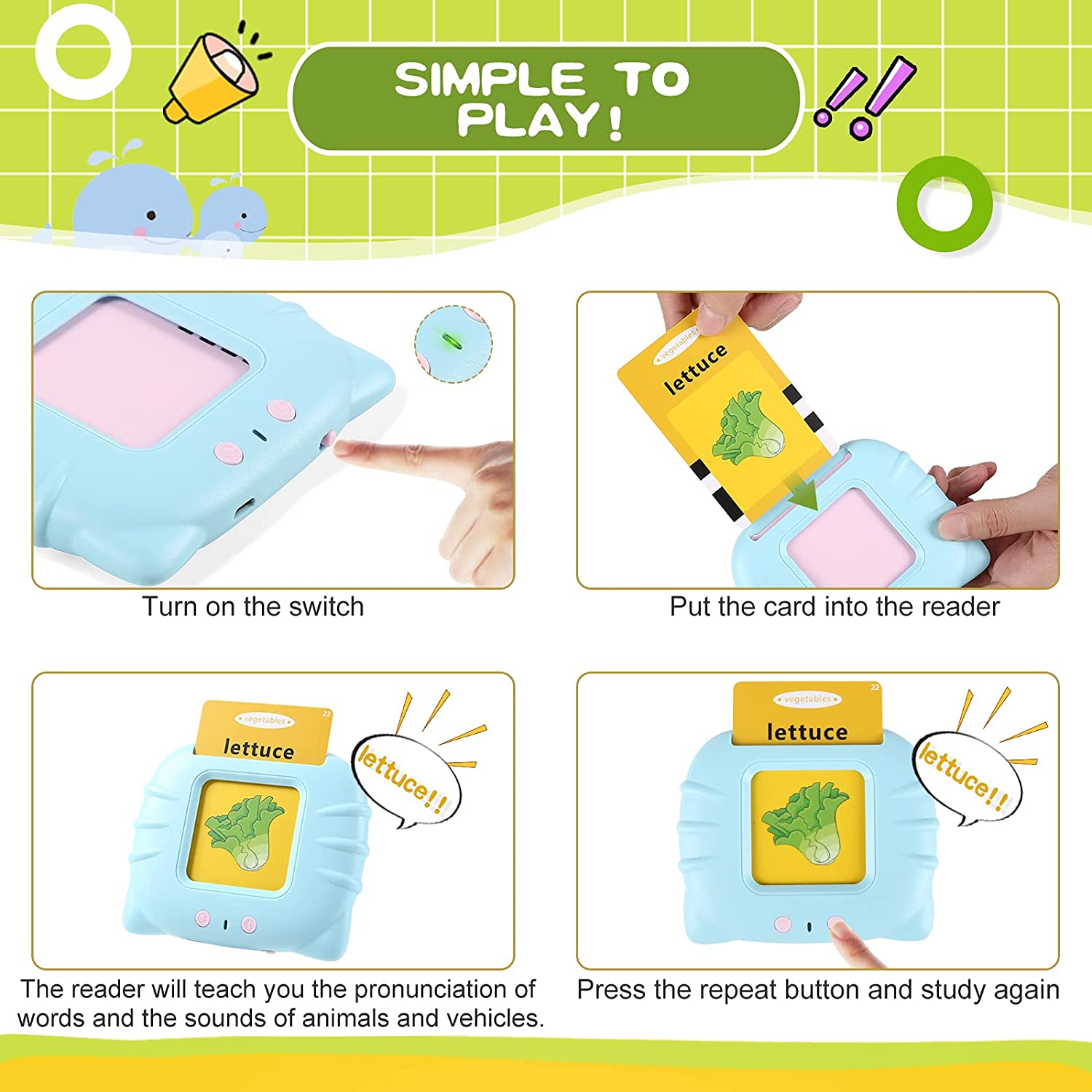 Talking Flash Cards | Toys For Kids Childrens Gift Educational Learning Toy Talking Flash Cards