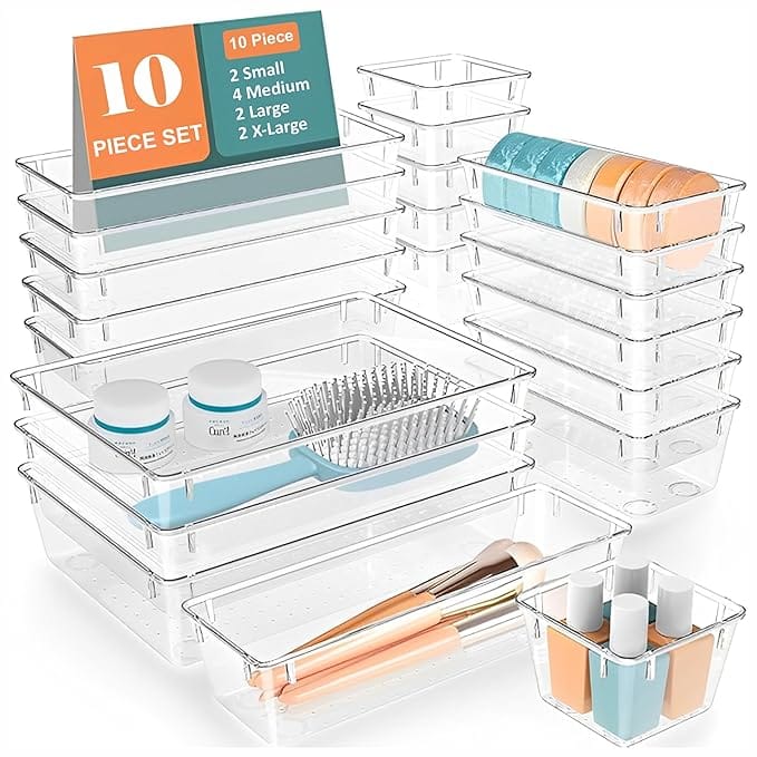 Transparent Drawer Organizer Tray | Drawer Organizer Plastic Tray Home Organizers Tray For Cosmetics Transparent Drawer Organizer Tray