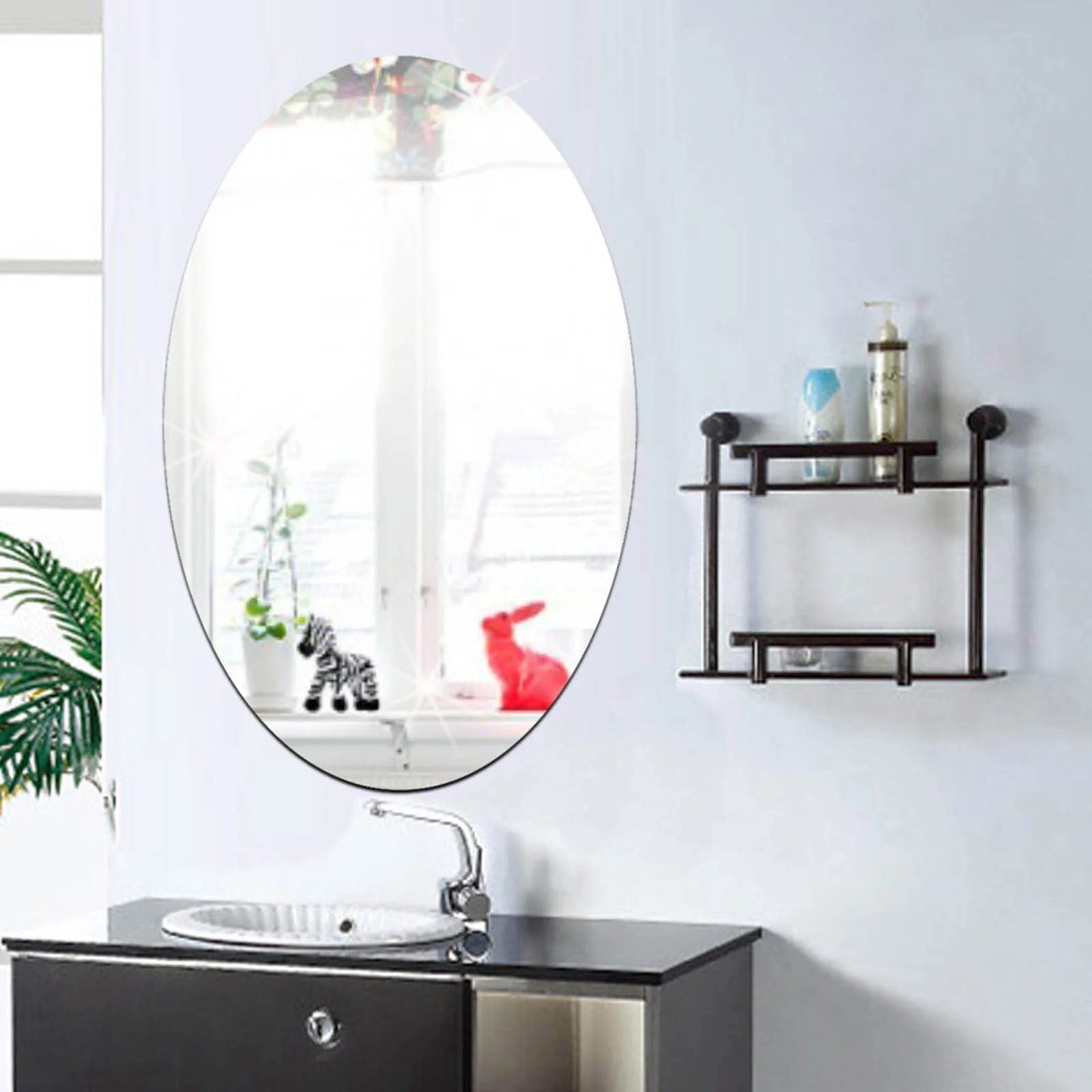 Unbreakable Mirror Sticker(Pack of 2) | Wall Mirror Sticker For Bedroom Bathroom Living Room Acrylic Mirror Unbreakable Mirror Sticker (Large 30x20 cms) (Pack of 2)
