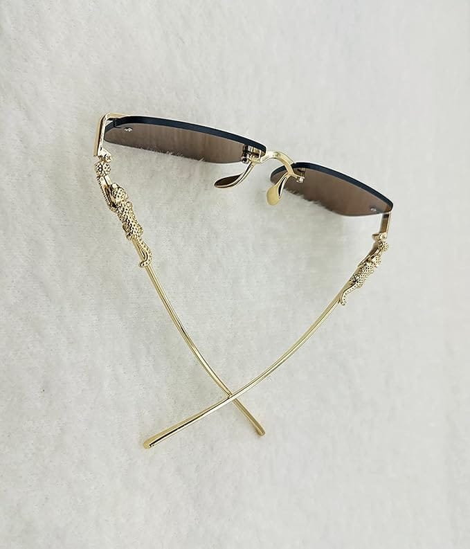 Unisex Rimless Sunglasses | Sun Glasses Rectangle Sunglasses Eyewear Transparent Uv Protected Shades Unisex Rimless Sunglasses