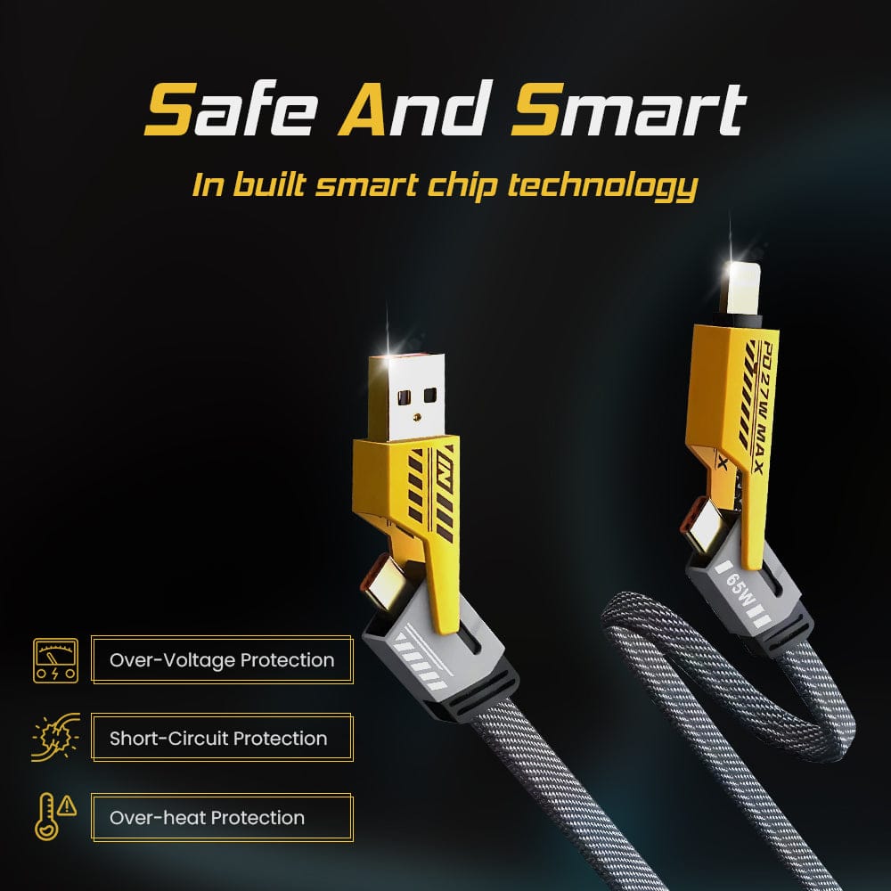 Unitechxo 4 in 1 Fast Charging Data Cable (Set of 2) | Charging Type C Iphone Charger Fast Charger Cables Charging Cable Unitechxo 4 in 1 Fast Charging Data Cable (Set of 2)