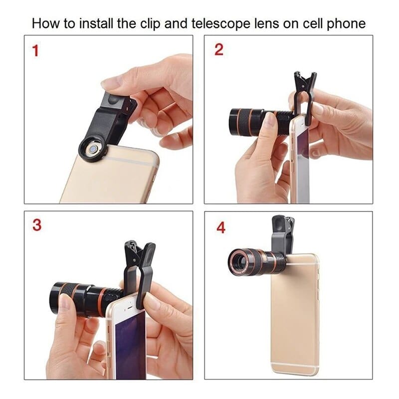 Vision Monocular Telescope Binoculars - 12x HD Optical Zoom Camera Telescope Lens Phone Telescope