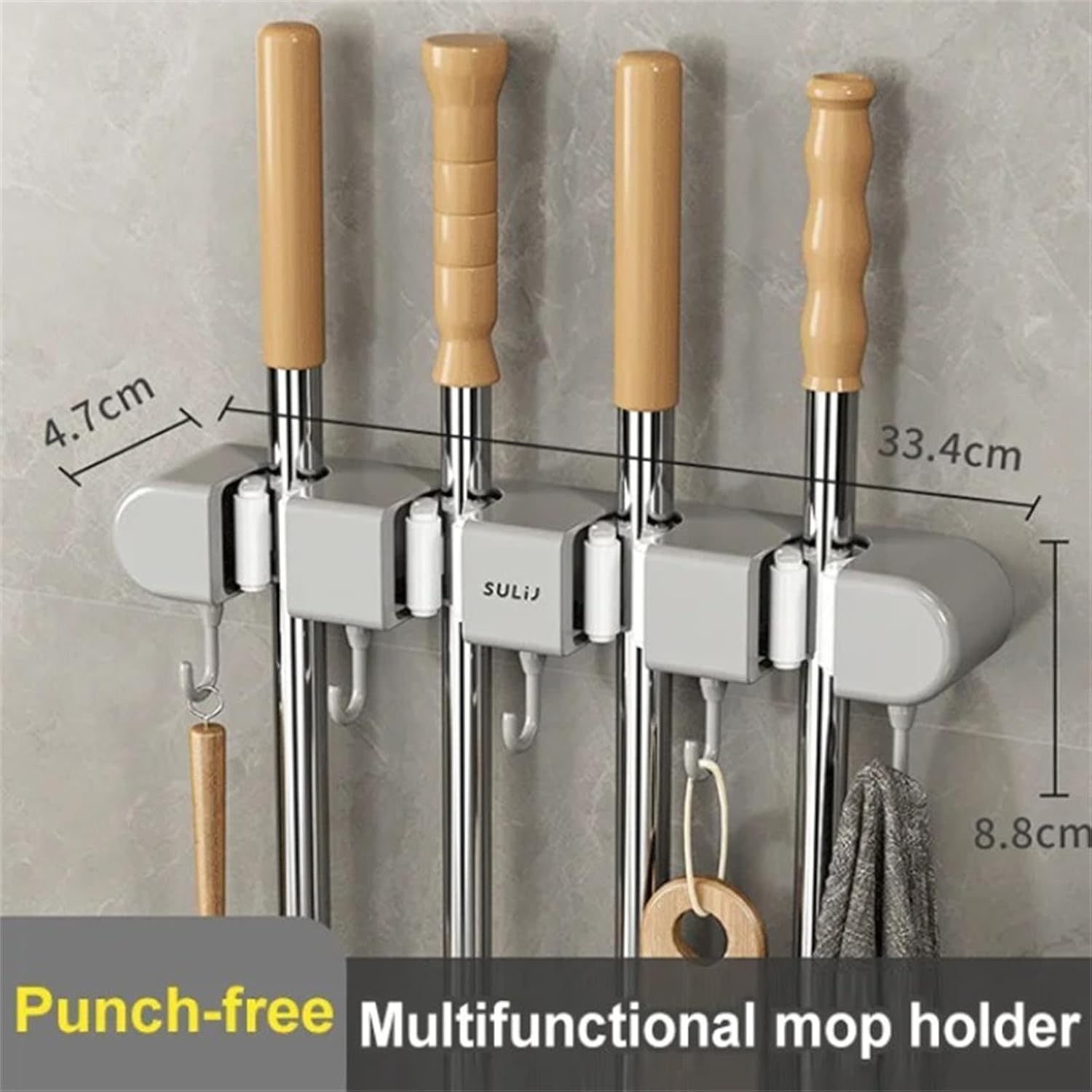 Wall Mop Holder | Wall Mounted Hook Wall Mop Holder Broom Wall Stand - Pack of 1 - Wall Mop Holder