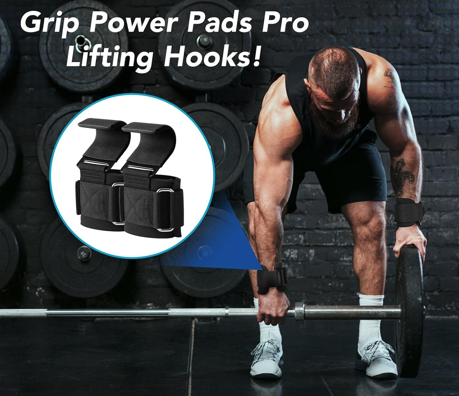 Weightlifting Wrist Hooks (Pack of 2) | Strenghth Lifts Lifting Hooks Weight Straps Wrist Deadlift Grips - Weightlifting Wrist Hooks (Pack of 2)