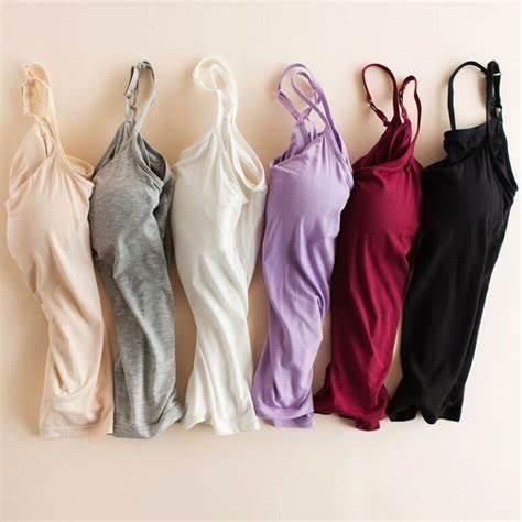 Women's Camisole With Built-in Bra (Pack of 2) | Tank Top Women Cami Ladies Top Sleeveless Dress - Bras - Women'S Loose Cami with Built-in Tank Top (Pack of 2)