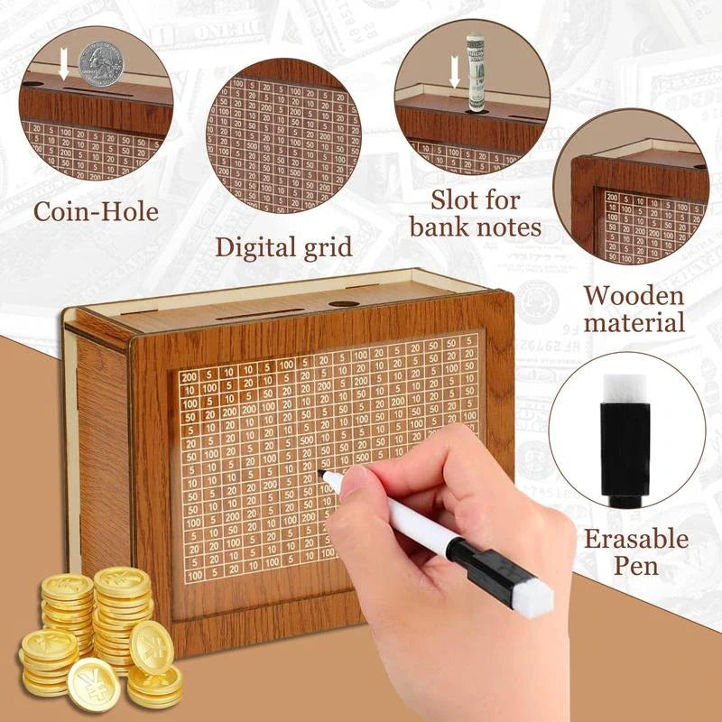 Wooden Money Bank | Money Bank Savings Box Kids Bank Account Coins Bank - Premium Wooden Money Bank