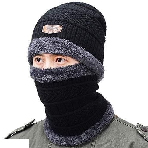 Woolen Cap Set (Unisex) | Winter Beanie Wool Cap For Men And Women Black Woolen Cap Set (Unisex)