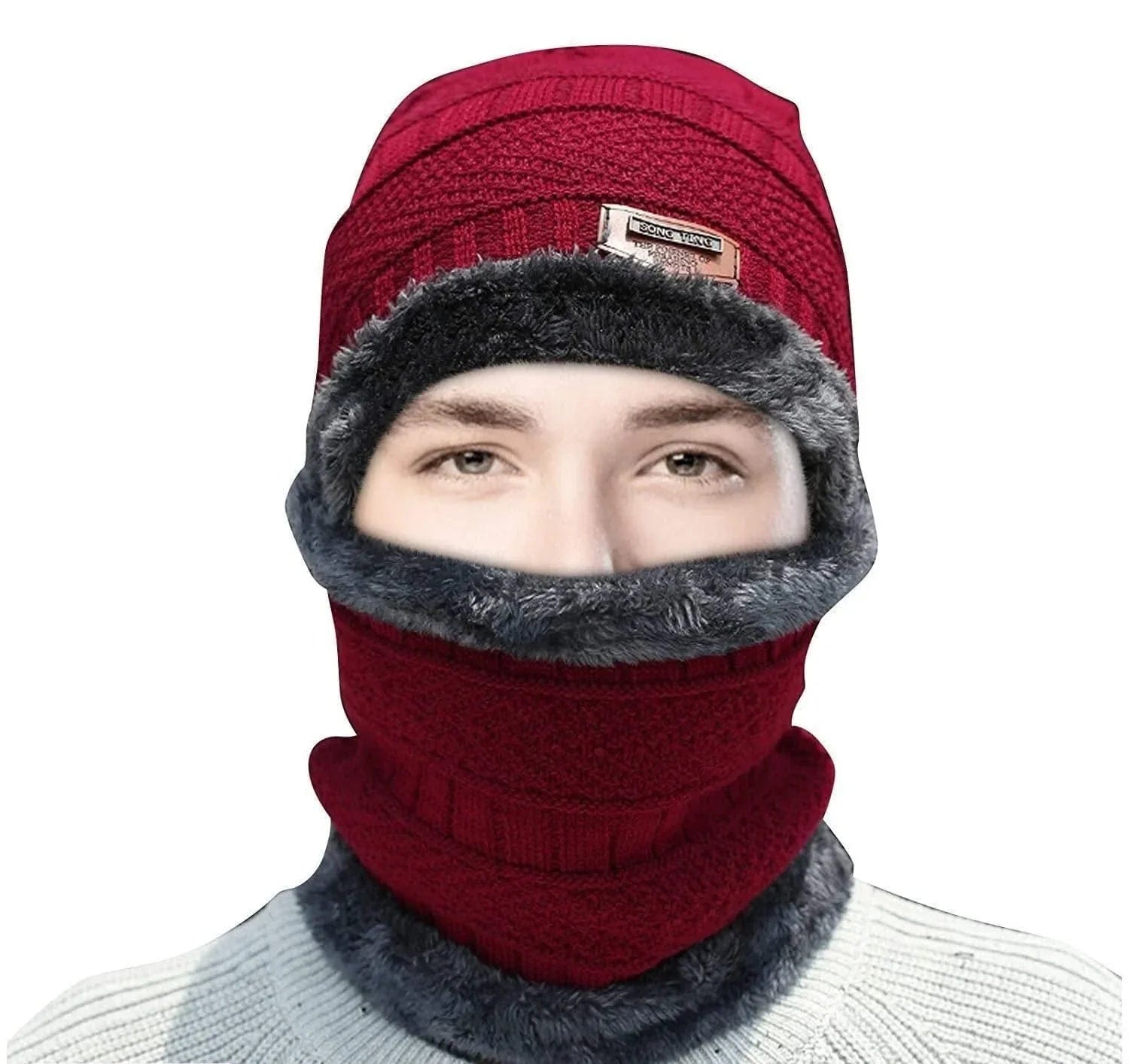 Woolen Cap Set (Unisex) | Winter Beanie Wool Cap For Men And Women Red Woolen Cap Set (Unisex)