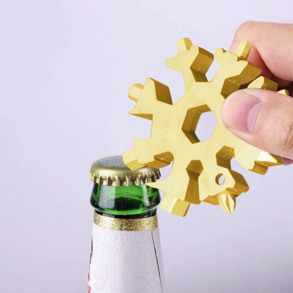 18 in 1 Snowflake Multipurpose Tool All in One Pocket Tool Gold 18-in-1 Snowflake Multi-tool