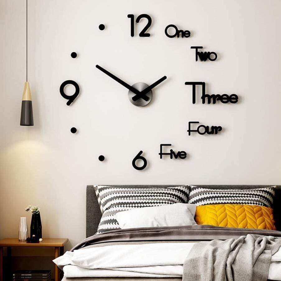 3d Wall Clock Designer Decorative DIY Clock for Living Room Black Diy 3d Wall Clock