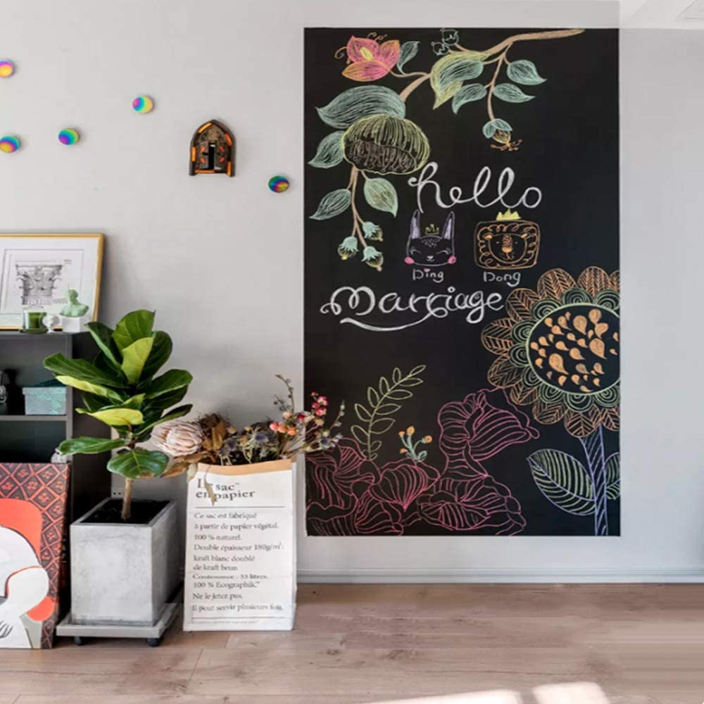 Adhesive Wallpaper Whiteboard Writing Wall Sticker - Self-adhesive Blackboard Wall Sticker - Pack of 2 Self-adhesive Blackboard Wall Sticker - Pack of 2