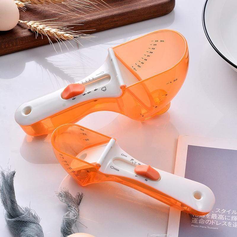 Adjustable Measuring Spoon Set Plastic Magnetic Spoon (Pack of 2) Orange-White Adjustable Measuring Spoon Set (Pack of 2)