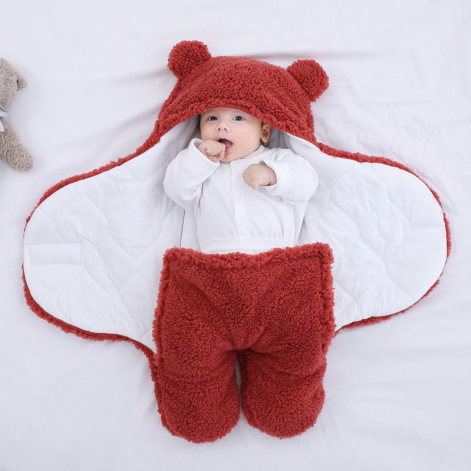 Baby Winter Blanket Newborn Soft Swaddle Wrap Blanket Red Baby Swaddle Blanket
