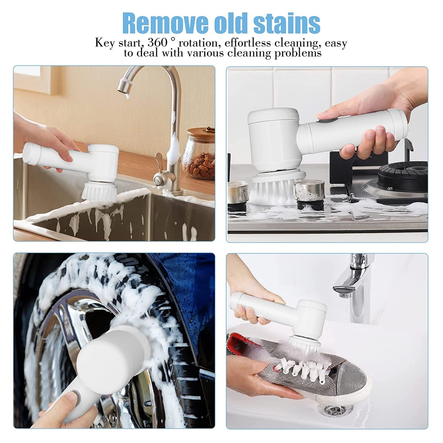 Bathroom Cleaning Brush Electric Scrubber Brush For Bathroom - 3-in-1 Electric Cleaning Brush 3-in-1 Electric Cleaning Brush