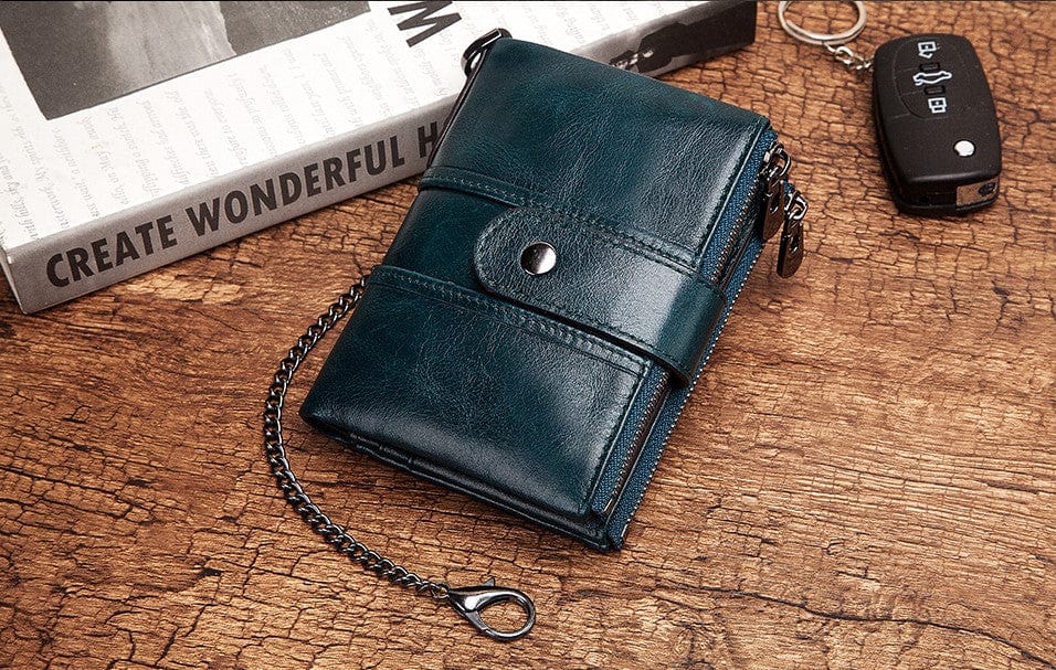 Best Leather Men's Wallet And Card Holder Purse For Men Navy Blue Rfid-blocking Leather Men's Wallet