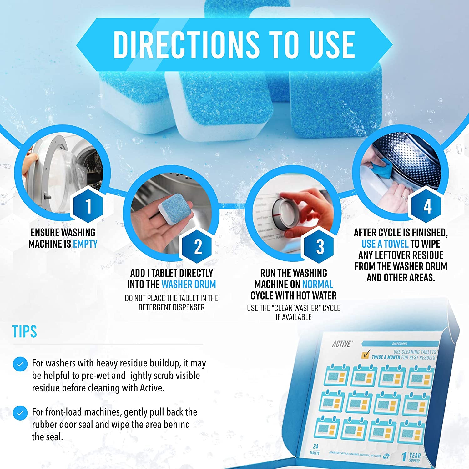 Best Washing Machine Cleaner Tablet Clean Front Load Top Washing Machine Cleaner Tablets (Pack of 10)