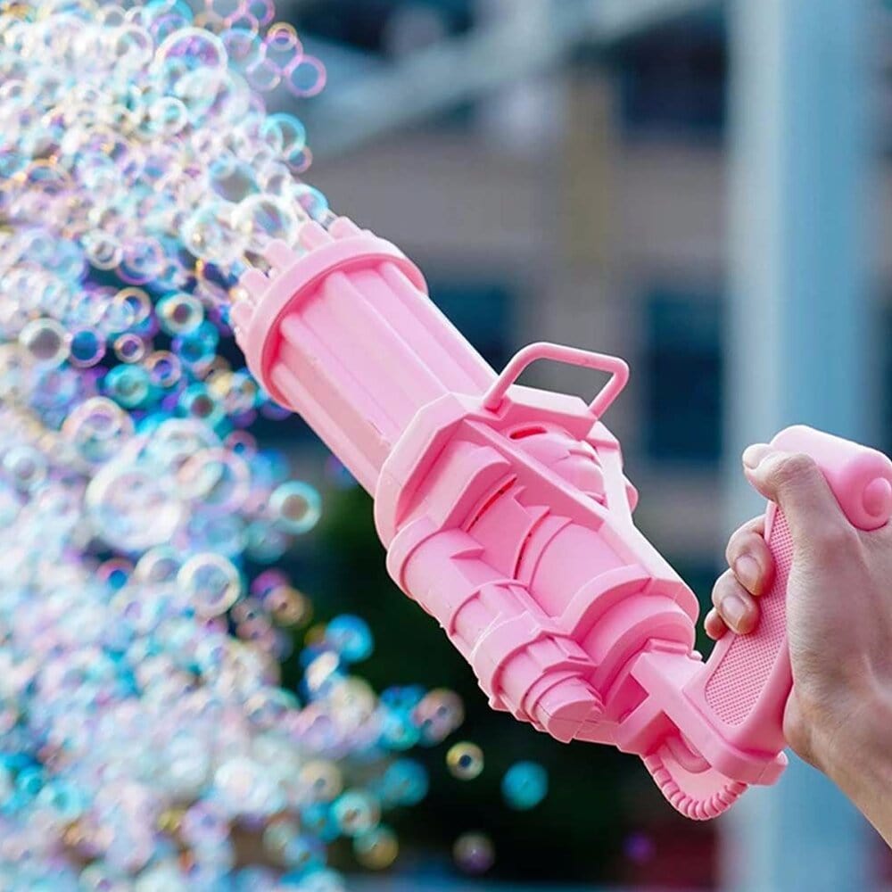 Bubble Machine Gun Automatic Gatling Toy for Kids Pink Bubble Machine Gun