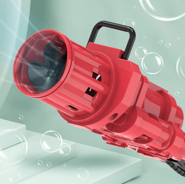 Bubble Machine Gun Automatic Gatling Toy for Kids Red Bubble Machine Gun