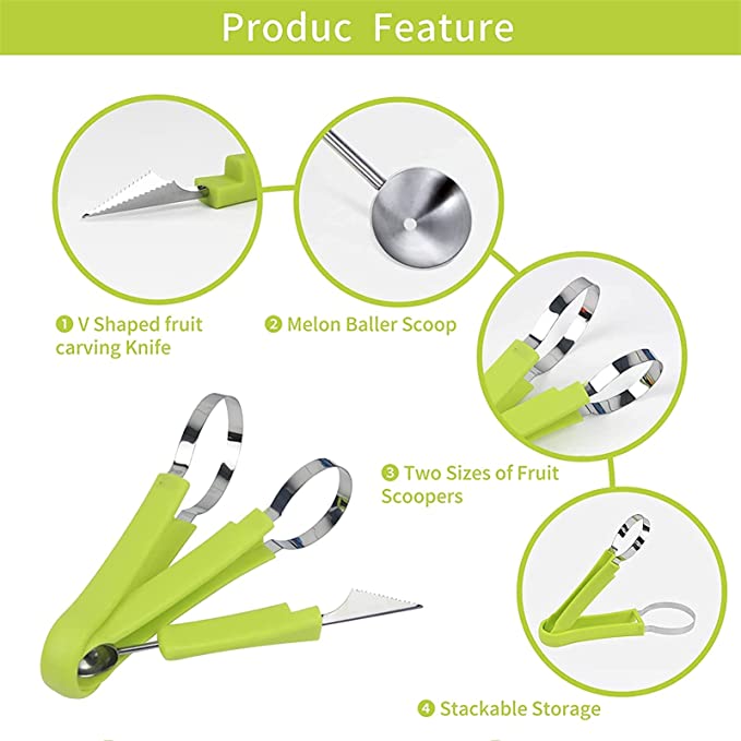 Carving Knife Fruit Cutter Set Watermelon Scooper Slicer Knife Carving Knife Fruit Cutter Set