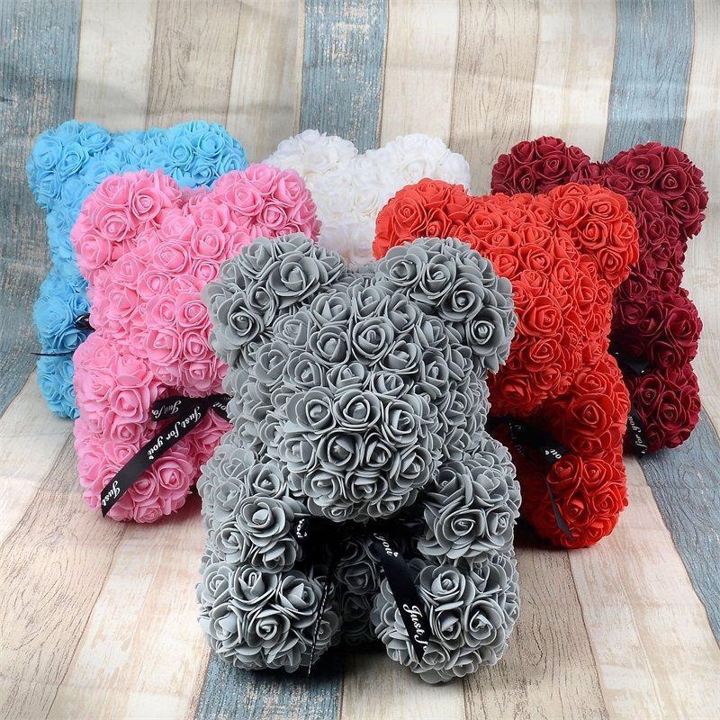 Cute Teddy Bear Toy Lovely Rose Bear Soft Toy - Artificial Rose Teddy Bear Artificial Rose Teddy Bear