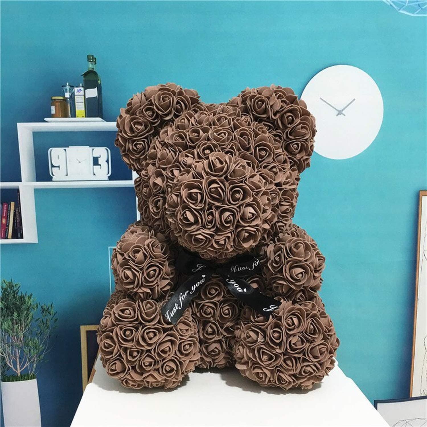 Cute Teddy Bear Toy Lovely Rose Bear Soft Toy - Artificial Rose Teddy Bear Coffee Artificial Rose Teddy Bear