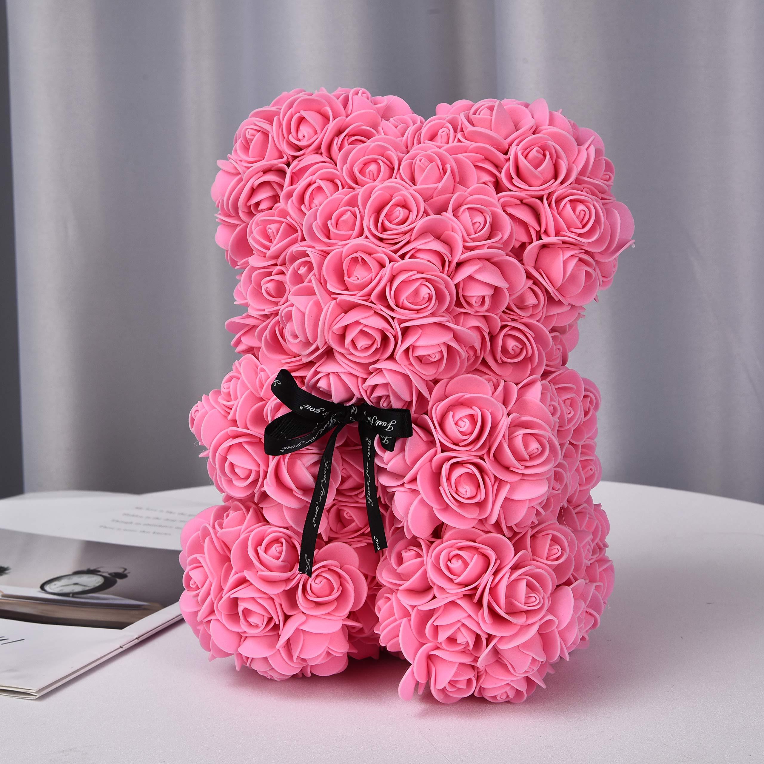 Cute Teddy Bear Toy Lovely Rose Bear Soft Toy - Artificial Rose Teddy Bear Deep Pink Artificial Rose Teddy Bear