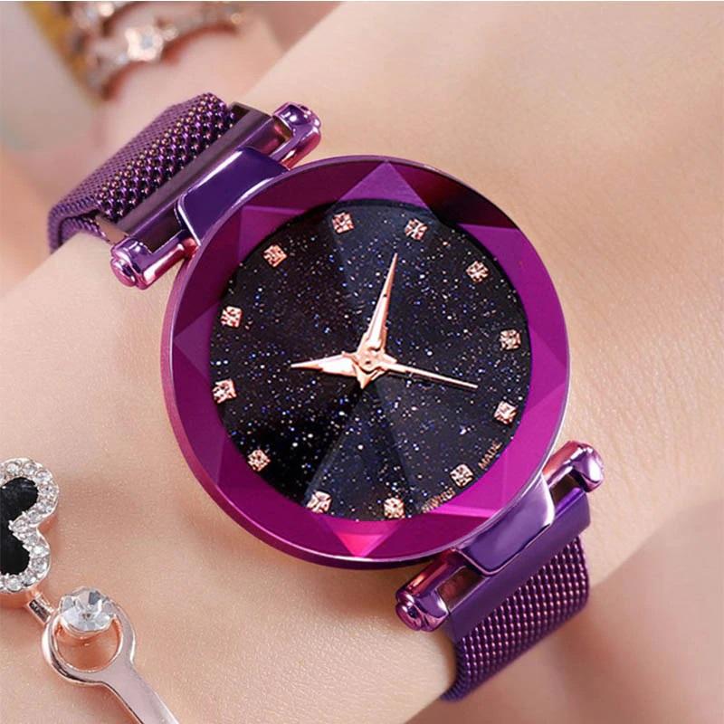 Diamond Cosmos Ladies Watch Stylish Watch for Girls Luxury Watches Analog watch Ladies Watch - Pack of 2 (Gold + Purple)