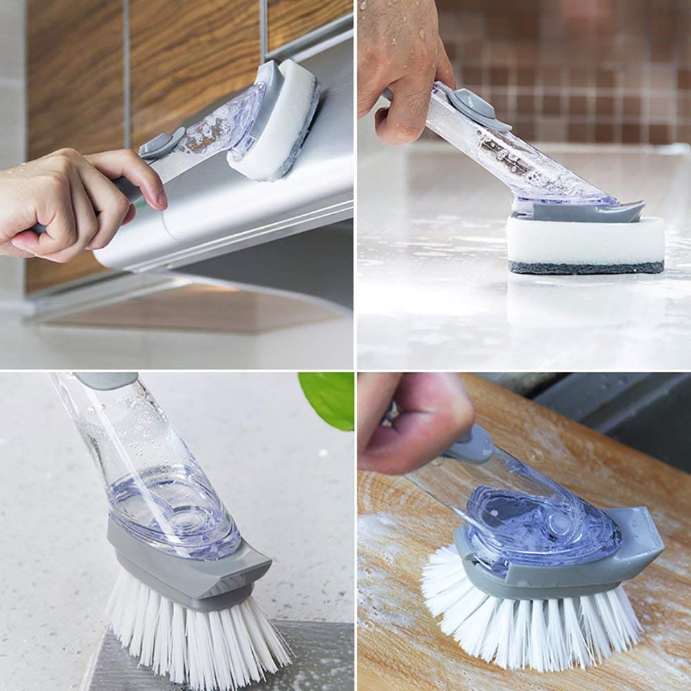 Dish Washing Brush with Soap Dispenser Utensil Cleaner Scrubber Dish Washing Brush With Soap Dispenser