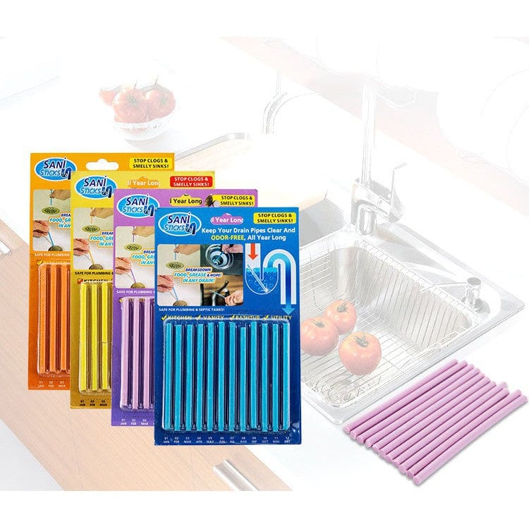 Drain Cleaner Block Pipe Clogged Sink Basin Clear Stick Dry Cleaning Kits Drain Cleaner Sticks - Pack Of 3(36 Pcs)