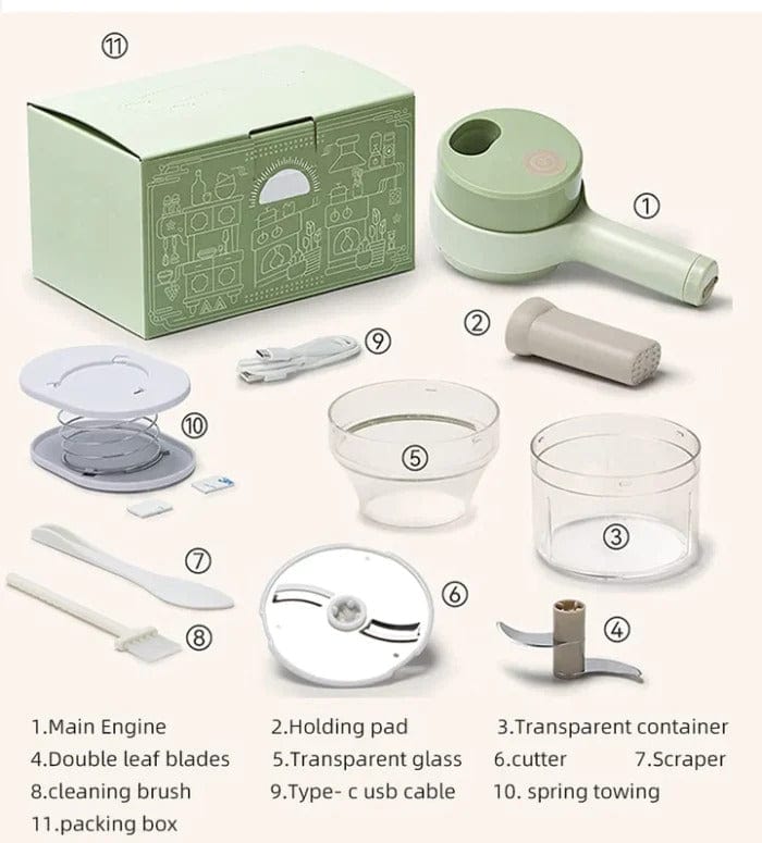 Electric Chopper | Food Processor Vegetable Veggie Cutter Machine Electric Chopper 4-in-1