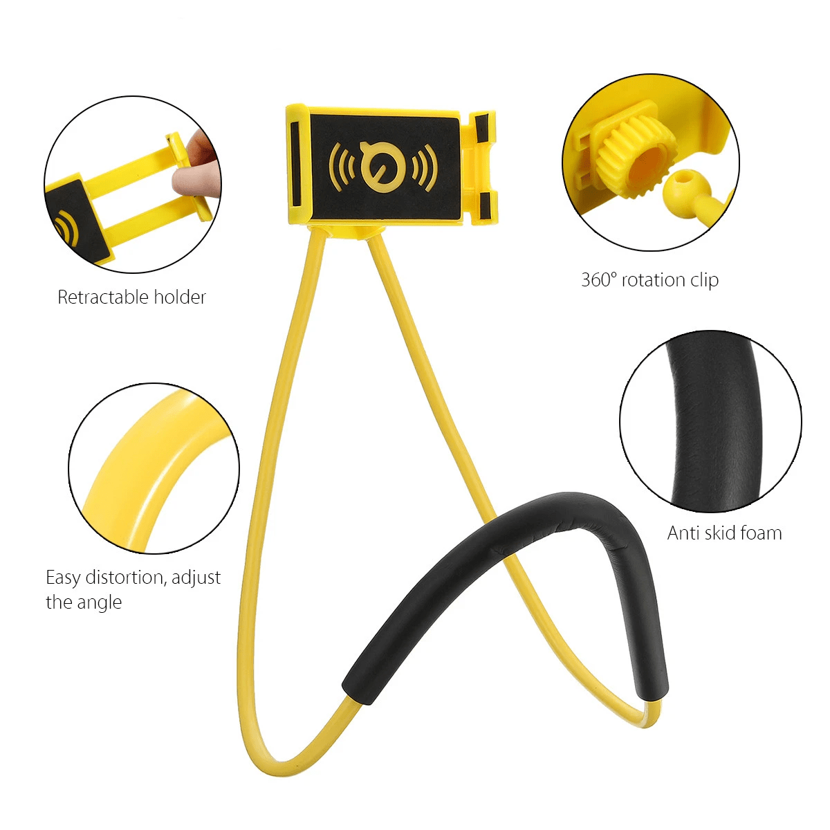 Flexible Neck Mobile Holder Phone Lazy Stand for Bed Stands Yellow Neck Phone Holder