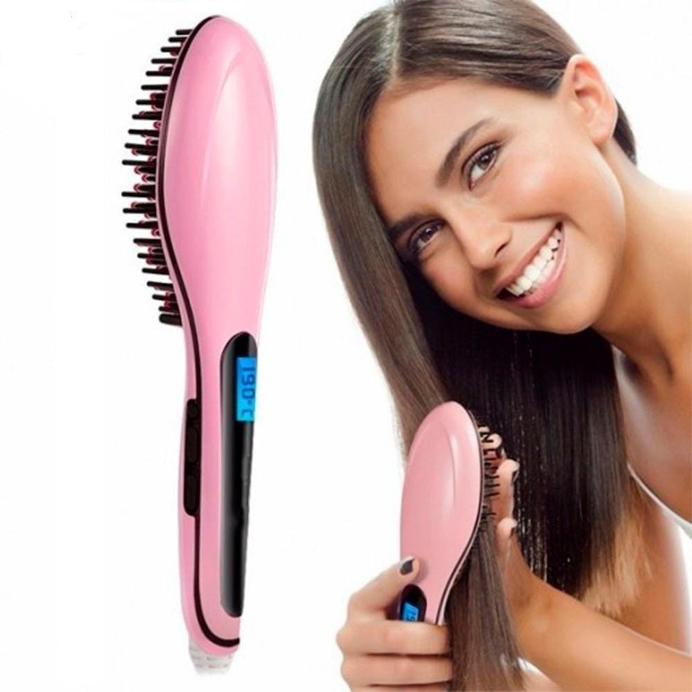 Heated Hair Straightening Brush Volumizer Anti Frizz Comb Heated Hair Straightening Brush