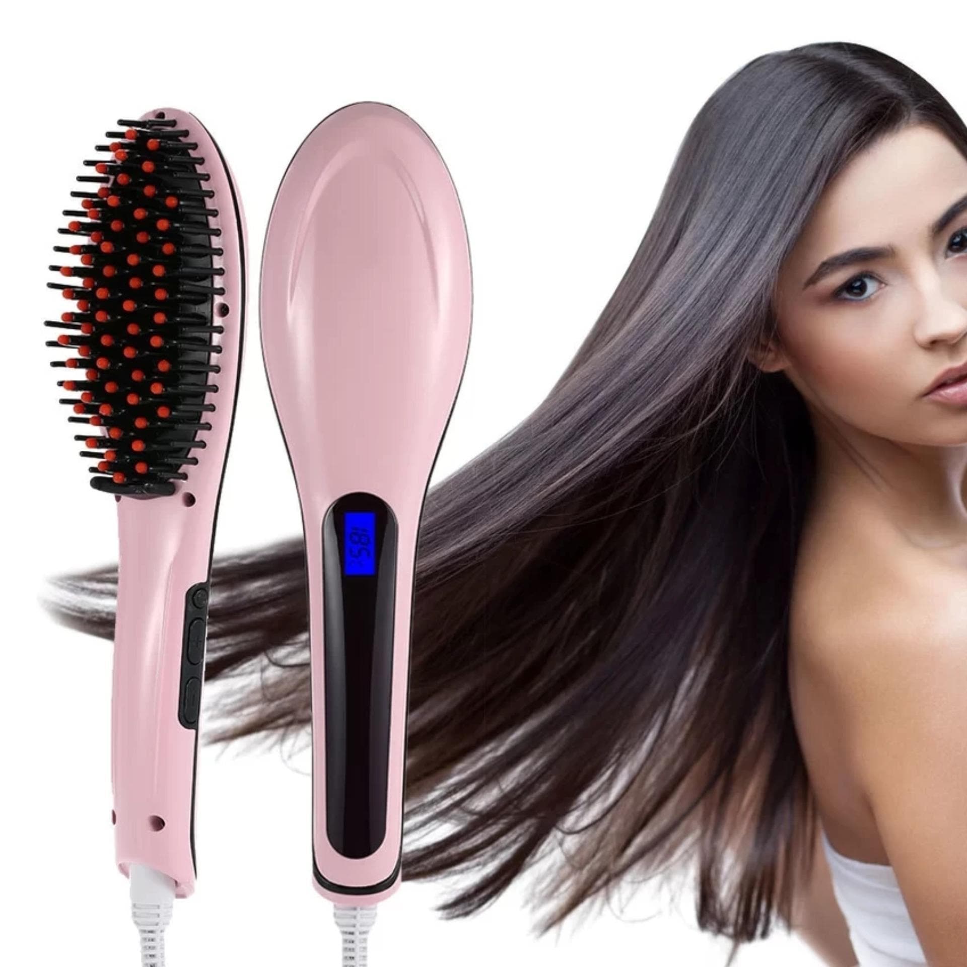 Heated Hair Straightening Brush Volumizer Anti Frizz Comb Heated Hair Straightening Brush