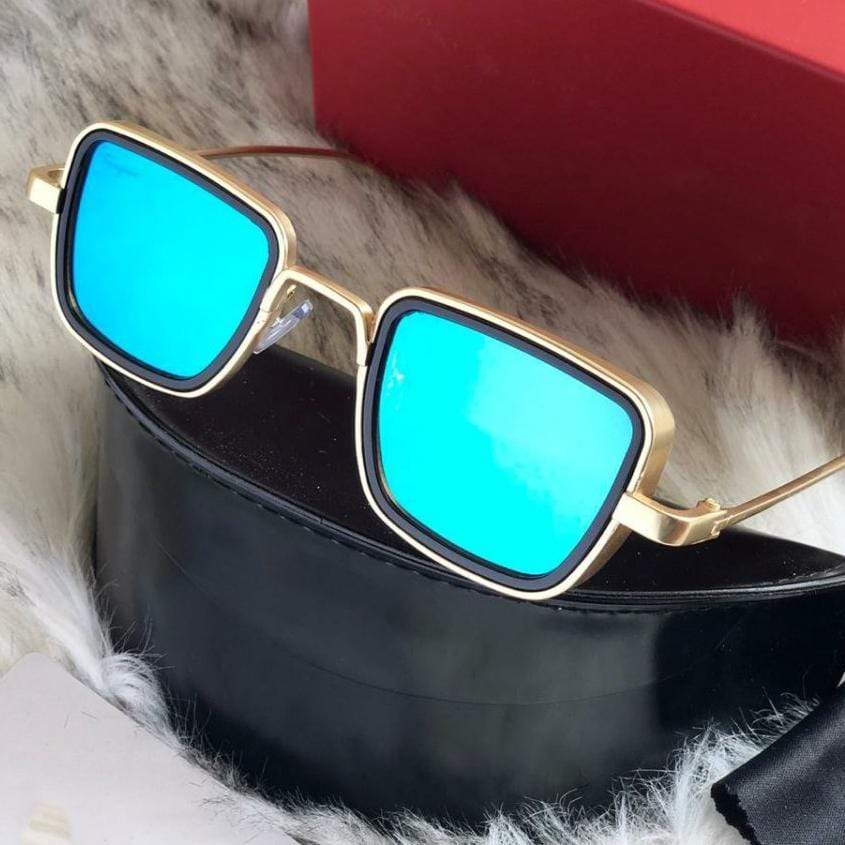Kabir Singh Sunglasses Stylish Cool Goggles for Men Gold / Blue Sunglasses