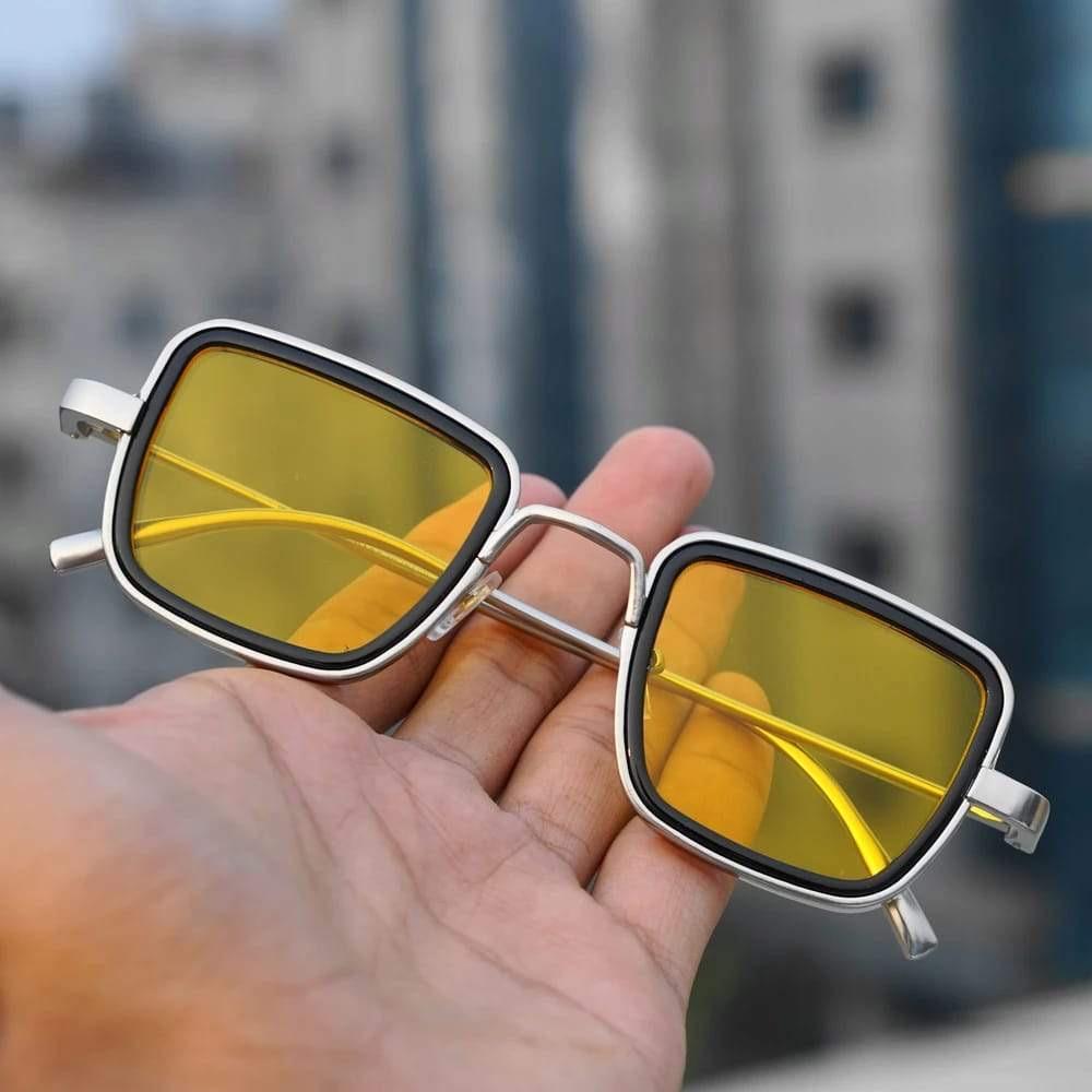 Kabir Singh Sunglasses Stylish Cool Goggles for Men Silver / Yellow Sunglasses
