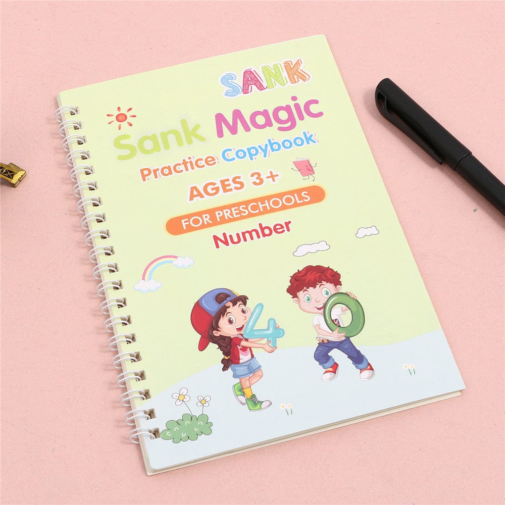Magic Practice Copybook | Handwriting Practice Letters ABC Tracing Sheets kindergarten Magic Practice Copybook (4 BOOKS,1 PEN,1 GRIP,10 REFILL)
