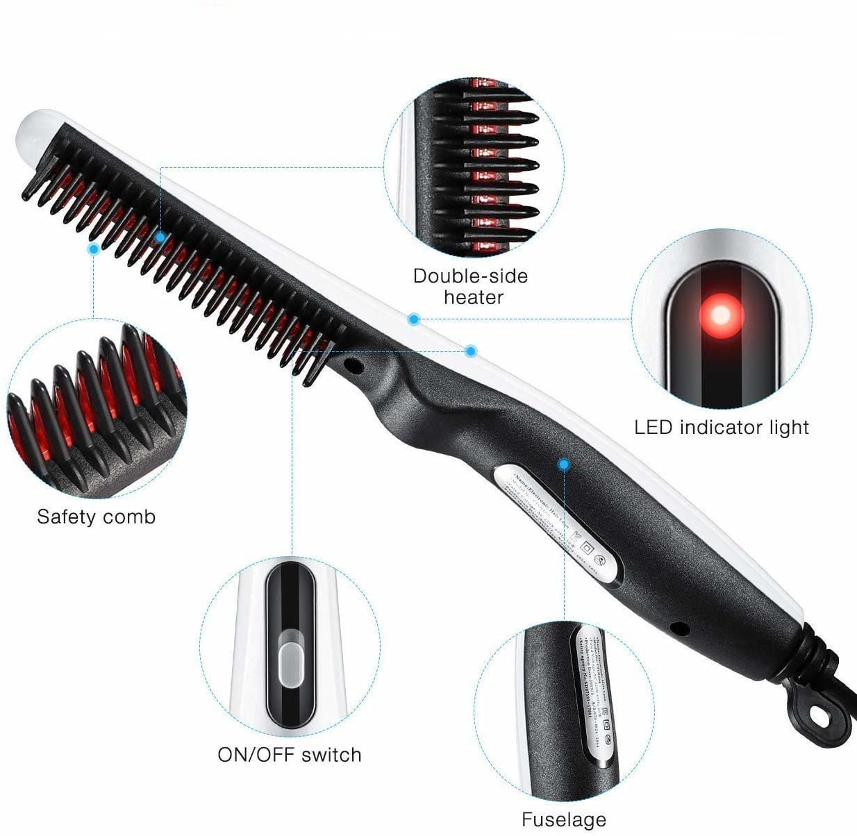 Men Beard Straightener Comb Men Hair Straightening Electric Tool Combs Beard Straightener Comb 2.0