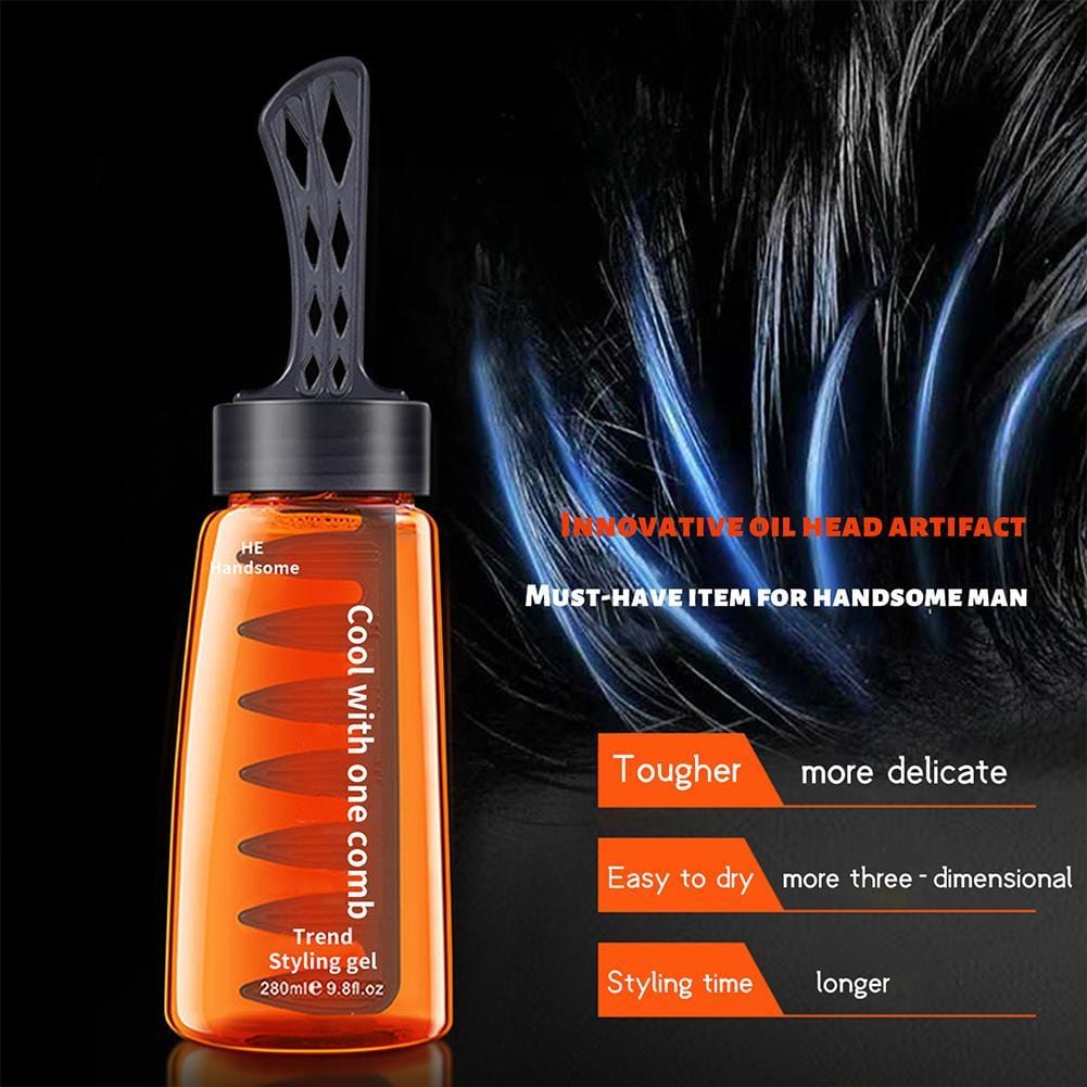 Men Hair Styling Wax Gel With Comb Natural Wet Look Hair Styling Gel With Comb