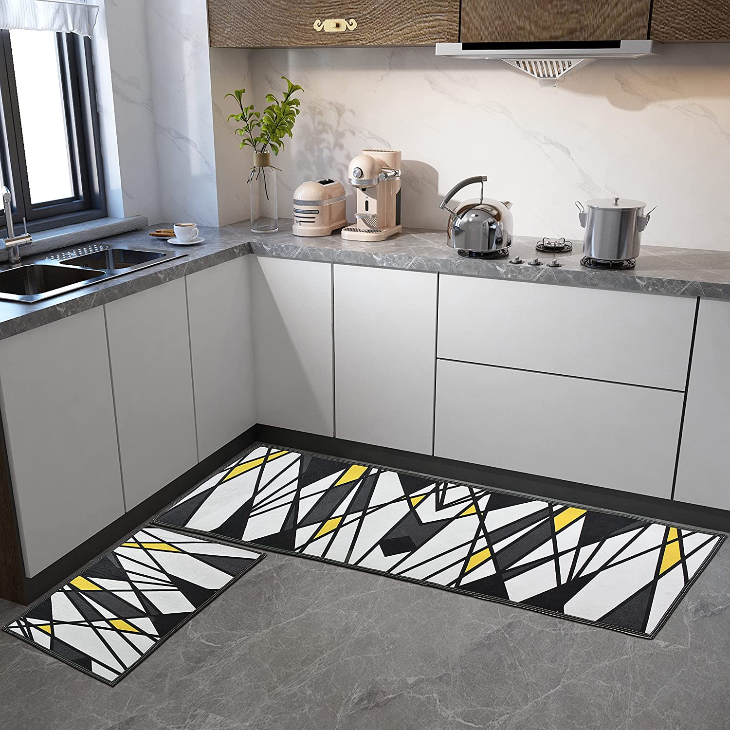 Microfiber Floor Anti Slip Mat Non Slip Kitchen Mat Elegant Symmetry Microfiber Non-slip Kitchen Mat