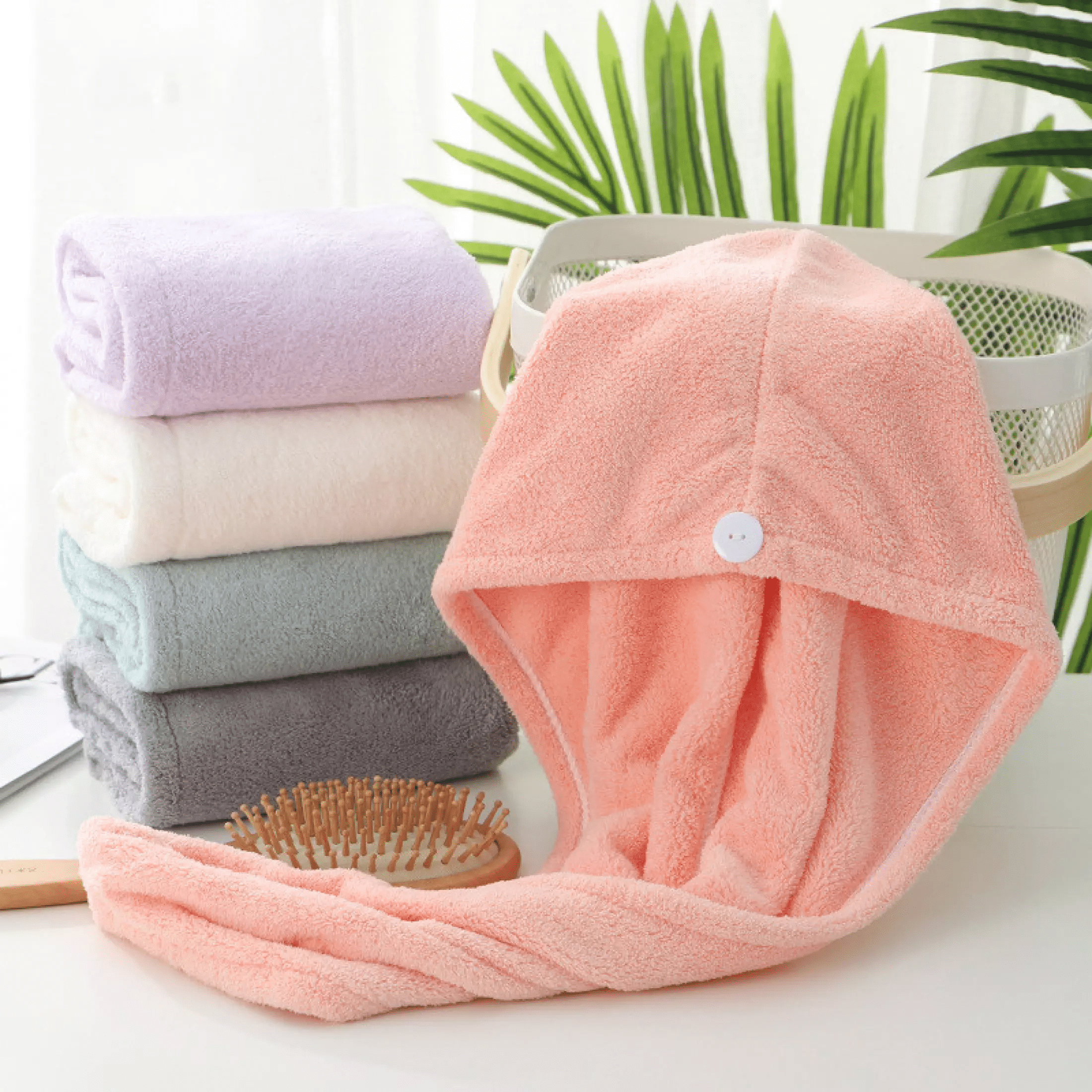 Microfiber Hair Towel Instant Quick Dry Towel Wrap Baby Pink Microfiber Hair Towel