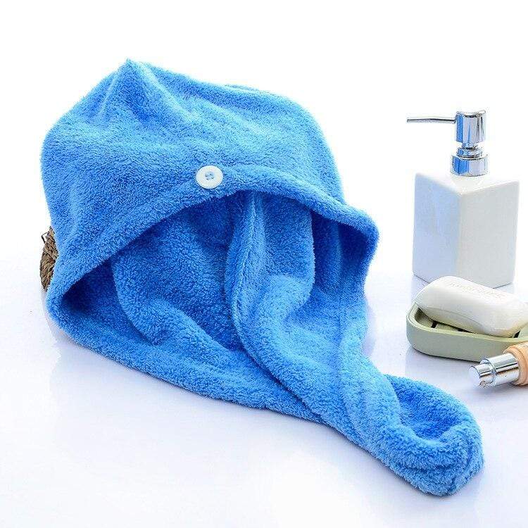 Microfiber Hair Towel Instant Quick Dry Towel Wrap Blue Microfiber Hair Towel