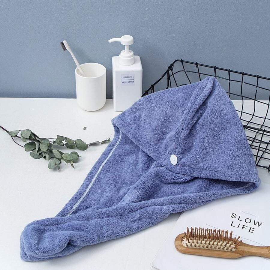 Microfiber Hair Towel Instant Quick Dry Towel Wrap Dark Blue Microfiber Hair Towel