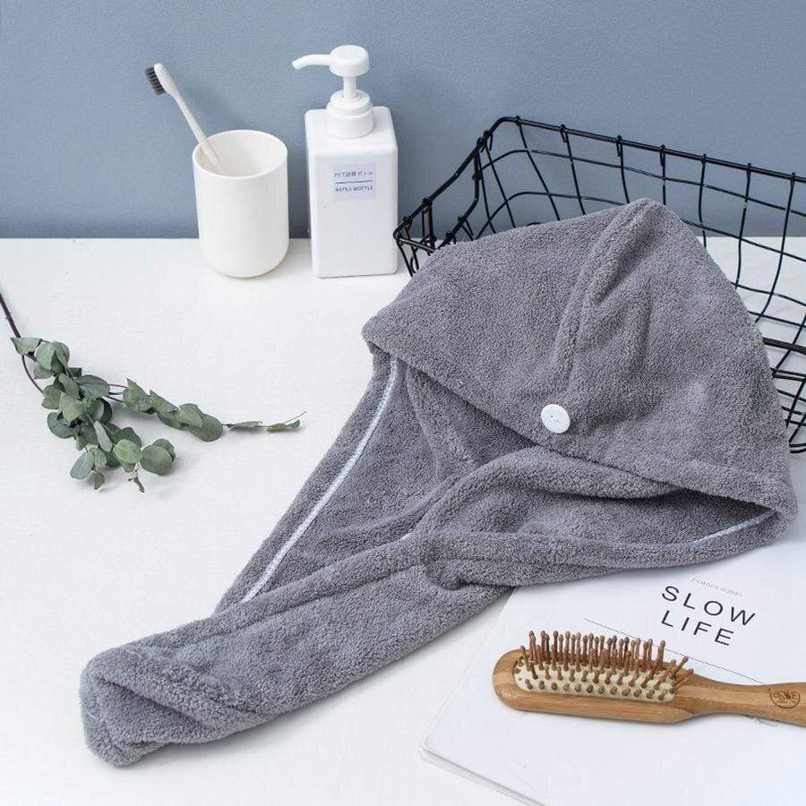 Microfiber Hair Towel Instant Quick Dry Towel Wrap Grey Microfiber Hair Towel
