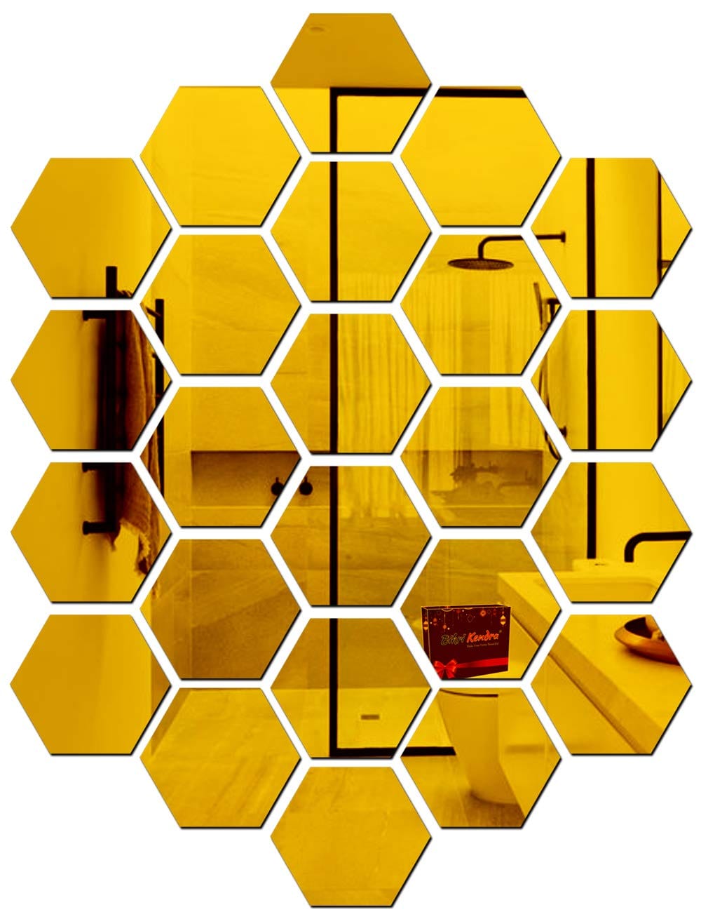 Mirror wall stickers for living room 3d hexagon mirror - 3D Hexagon Mirror Stickers (Golden 12 pcs) 3D Hexagon Mirror Stickers (Golden 12 pcs)