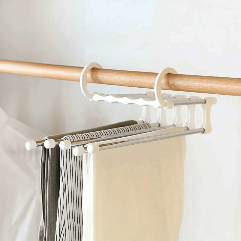 Multi Layer Hanger for Clothes Foldable Space Saving Hanger White / Pack of 2 Multi-layer Foldable Clothes Hanger