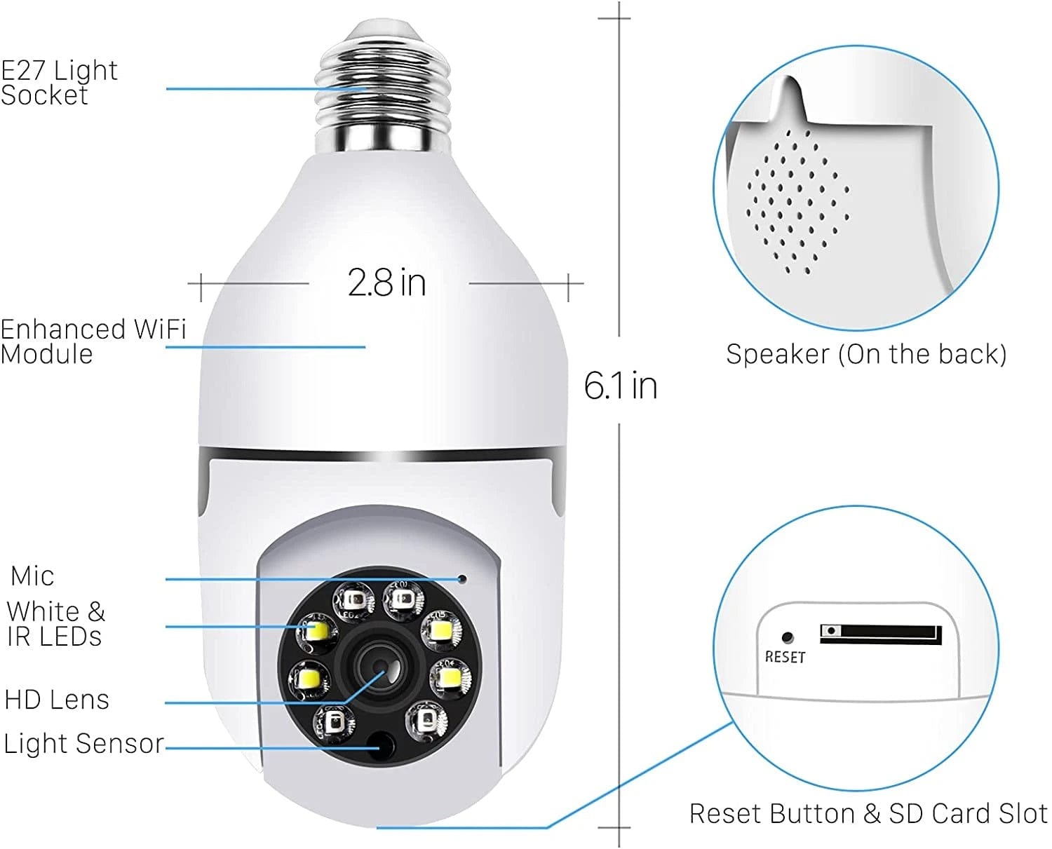 Security Wifi Bulb Camera Cctv Security Light Wireless Cam Wifi Bulb Security Camera