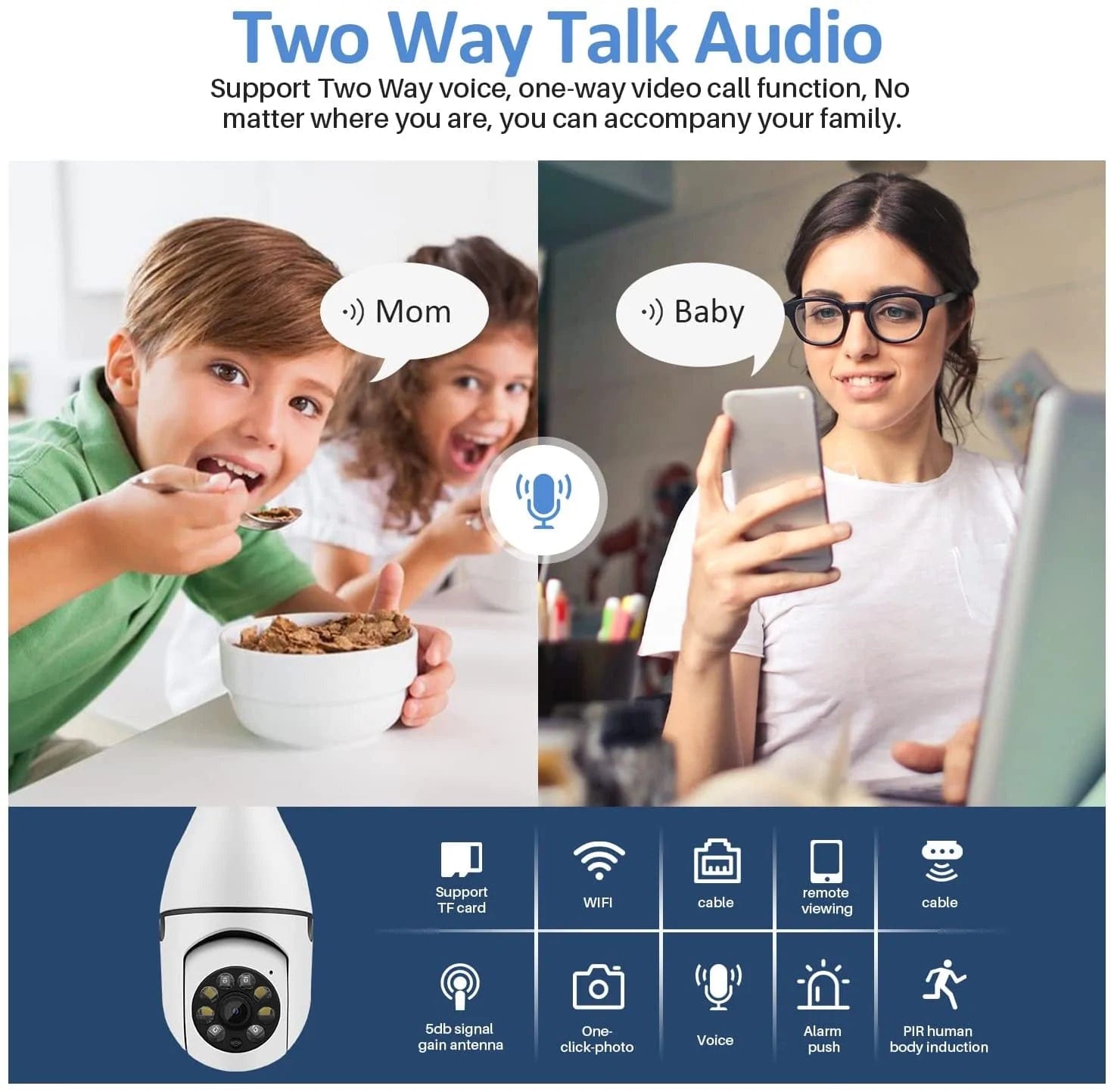 Security Wifi Bulb Camera Cctv Security Light Wireless Cam Wifi Bulb Security Camera