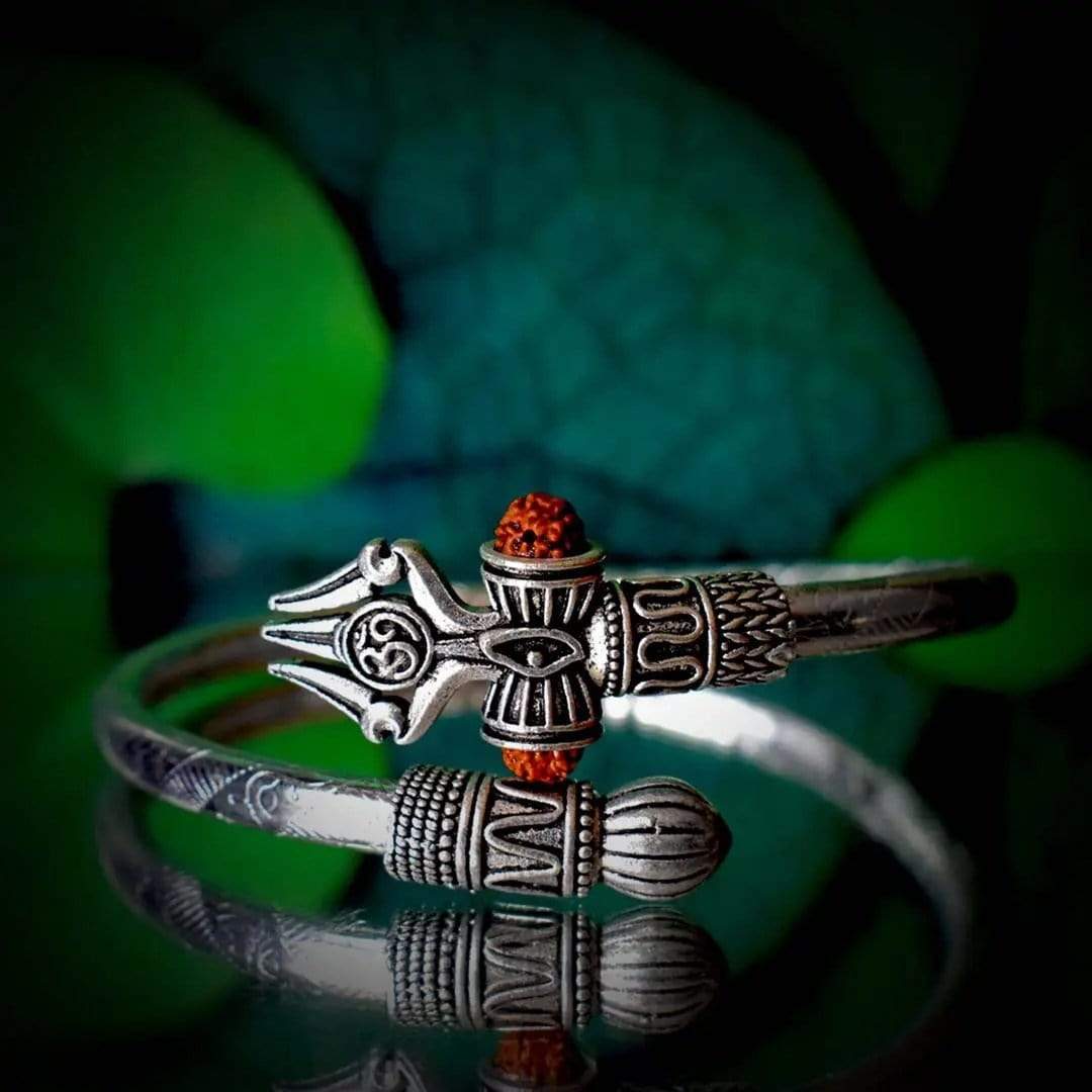 Shiva Rudraksha Religious Kada Mens Womens Om Bracelet Zirconia Kada