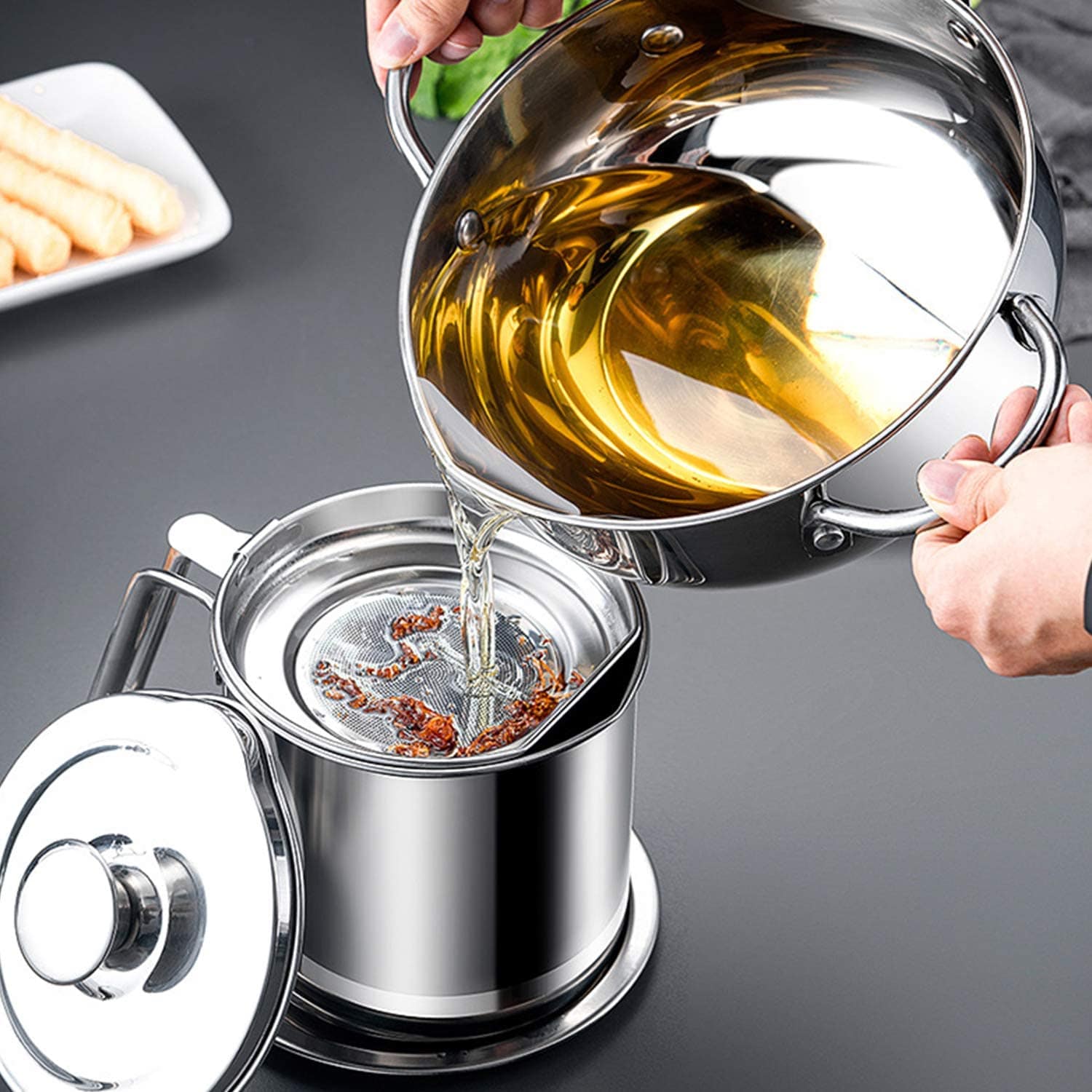 Stainless Steel Deep Frying Pot With Strainer Stainless Steel Deep Frying Pot With Strainer